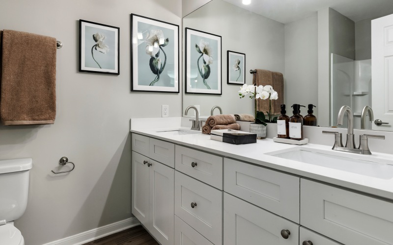 Bright bathroom with ample vanity space