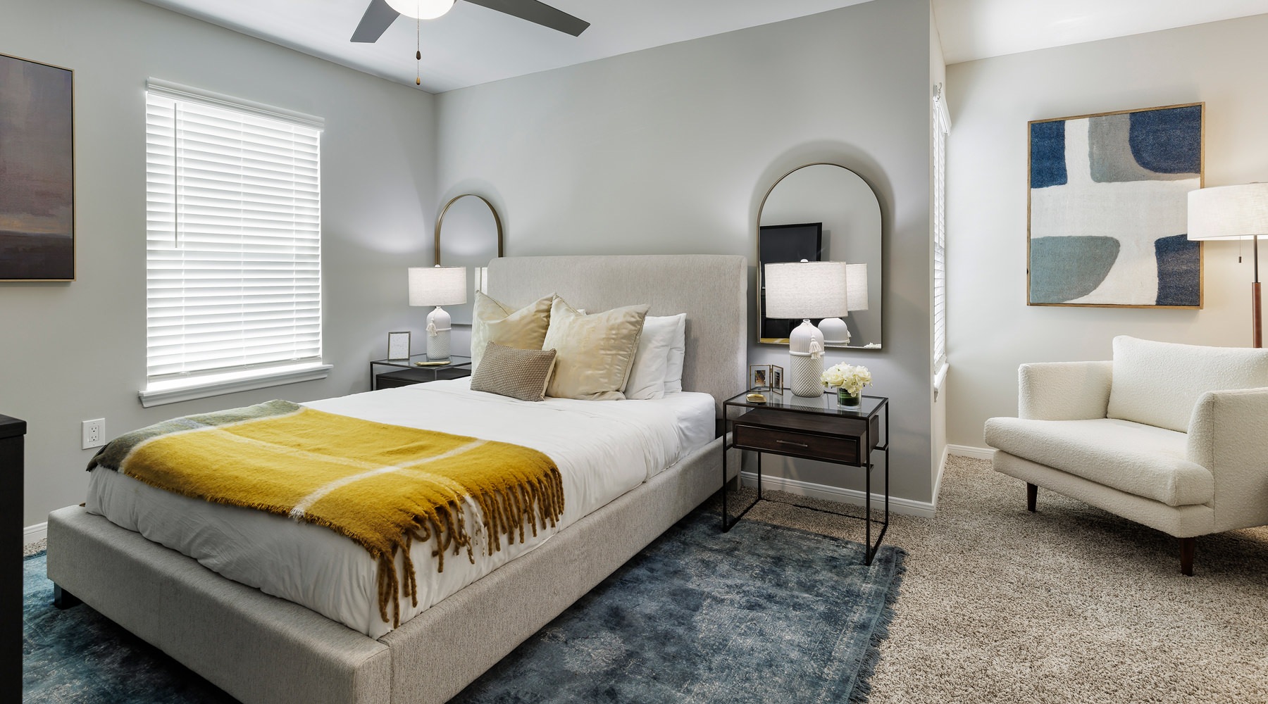 Bedroom with natural lighting and lounge nook